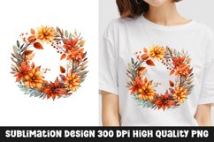 Autumn Fall Floral Frame Sublimation T-Shirt Design Product Image 1