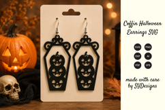 Coffin Halloween Earrings SVG -Laser Cut Spooky Earring Product Image 1