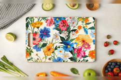 English Floral Garden Cutting Boards sublimation Design Product Image 3