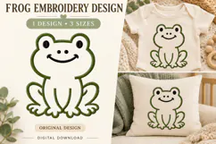 Cute Frog Outline Embroidery Design Product Image 1
