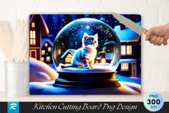Kitten in a Snow Globe Cutting Board Sublimation Product Image 1