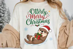 Cute Christmas Otter PNG,Otterly Merry Christmas Sublimation Product Image 1