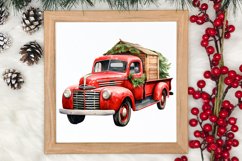 Christmas Cars Watercolor clipart, Christmas Cars Clipart Product Image 3