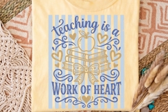 Teaching Is A Work Of Heart Png, Retro Striped Teacher Png. Product Image 2