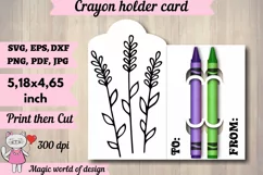 Wildflowers lavender Crayon Holder Card svg, print then cut Product Image 1