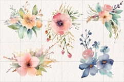 Watercolor Floral Clipart PNG, Flower Ornament Clipart Product Image 3