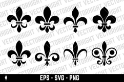 A black and white vector set of twelve fleur-de-lis icons. Product Image 3