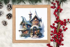 Watercolor Christmas Winter Houses Clipart Product Image 3