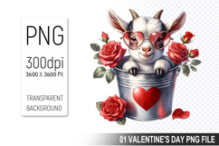 Valentine&#039;s Goat in Bucket, Animal Graphic For Crafts Product Image 1