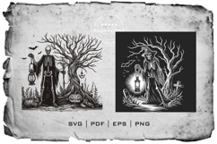 Halloween Skeleton Graveyard Silhouette Illustration Product Image 5