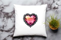 Pink Crystal Heart Clipart Sublimation PNG Product Image 3