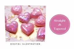 Glitter Pink Hearts Tumbler Wrap, Valentine's Day PNG Product Image 3