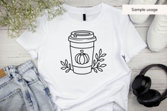 Hand Drawn Fall Coffee Cup With Pumpkin SVG Product Image 3