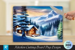 Snowy Mountain Pines Winter Cutting Board PNG Design Product Image 1