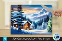 Snowy Mountain Pines Winter Cutting Board PNG Design Product Image 1