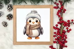 Watercolor Cute Winter Penguin Clipart, Christmas Clipart Product Image 3