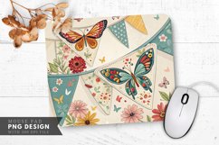 Butterfly and Floral Bunting Mouse Pad PNG Design Product Image 1