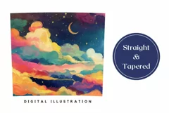 Art Moon Tumbler Wrap Design, Clouds Tumbler Sublimation Product Image 3