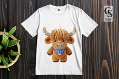 Patriotic Highland Cow Clipart Sublimation PNG Product Image 3