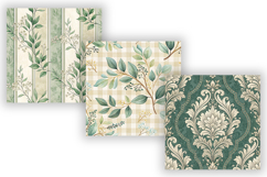 Eucalyptus Toile Digital Paper Pack, Vintage Floral Toile Product Image 3