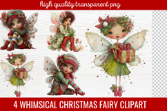 4 Whimsical Christmas Fairy Clipart | Cute Holiday Fairy PNG Product Image 1