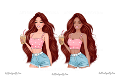 Cute Girl with Iced Coffee Clipart Product Image 3