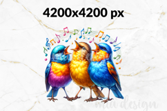 Singing Birds Music Notes PNG, Colorful Choir Sublimation Product Image 2