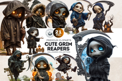 Kids Halloween cliparts, The grim reaper halloween character Product Image 1