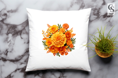 Orange Marigold Flower Clipart Sublimation PNG Product Image 3