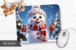 Snowman with Mittens and Snowflake Ornament Mouse Pad PNG Product Image 1