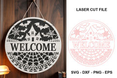 Welcome Haunted House Halloween Laser Cut Sign SVG Product Image 1