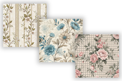 Parisian Toile Digital Paper Pack, French Vintage Floral Product Image 3