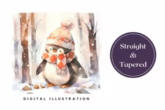 Watercolor Christmas Tumbler Design, Christmas Penguin PNG Product Image 3