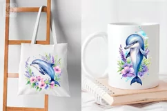 Cute Dolphin Watercolor clipart, print design 1PNG Product Image 3