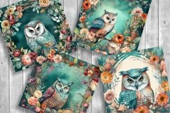 Owls Teal Scrapbooking Papers | Owl Backgrounds Product Image 3