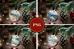 Watercolor Christmas Village Ornaments, Winter Ornaments Product Image 3