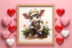Vintage Valentines Farm Animals Clipart, Valentines Couple Product Image 3