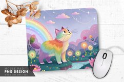 Vibrant Rainbow Cat Design Mouse Pad PNG Design Product Image 1