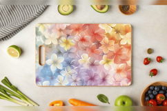 Delicate Rainbow Blossoms Cutting Boards sublimation Design Product Image 3