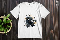 Black Gold Floral Flowers Clipart Sublimation PNG Product Image 2