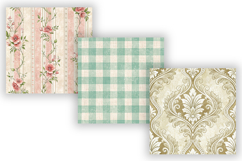 Shabby Chic Toile Digital Paper Pack, Vintage Floral Toile Product Image 5