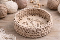 Round basket base with flowers ornament digital file crochet Product Image 3
