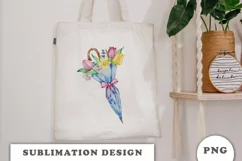 Watercolor Spring umbrella sublimation png Product Image 3