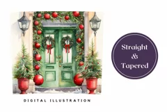 Christmas Tumbler, Watercolor Christmas Door Sublimation Product Image 3