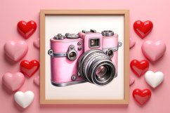 Retro Valentine Watercolor Clipart, Pink Valentine Product Image 3