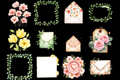 Romantic Floral Stationery Clipart Bundle, Floral Envelope Product Image 3