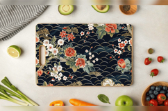 Japanese Floral Embroidery Cutting Boards sublimation Design Product Image 3