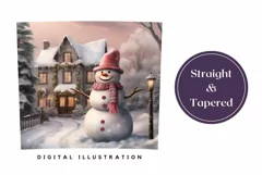 Christmas Tumbler Wrap Design, Cute Snowman Tumbler PNG Product Image 3