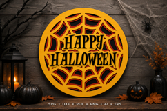 Halloween Round Sign Laser Cut SVG Product Image 1