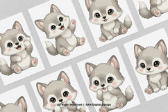 15 Bundle Watercolor Baby Wolf Nigh Animal Wildlife Kids Product Image 3